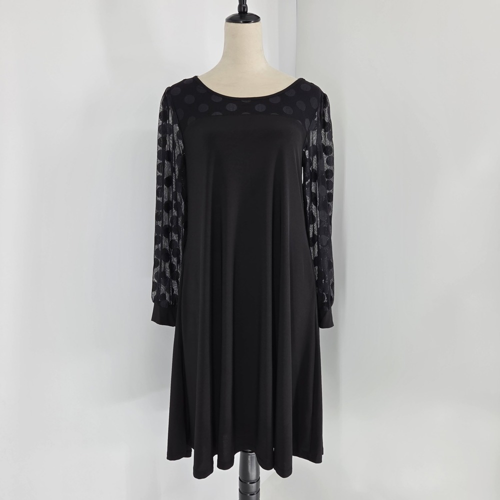 Womens Polka Dot Mesh Sleeve Formal Midi Dress Small Whimsigoth Party Dark Fairy - Picture 11 of 12